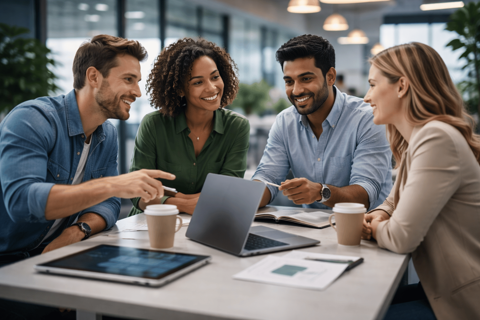Collaborative meeting in a modern workspace